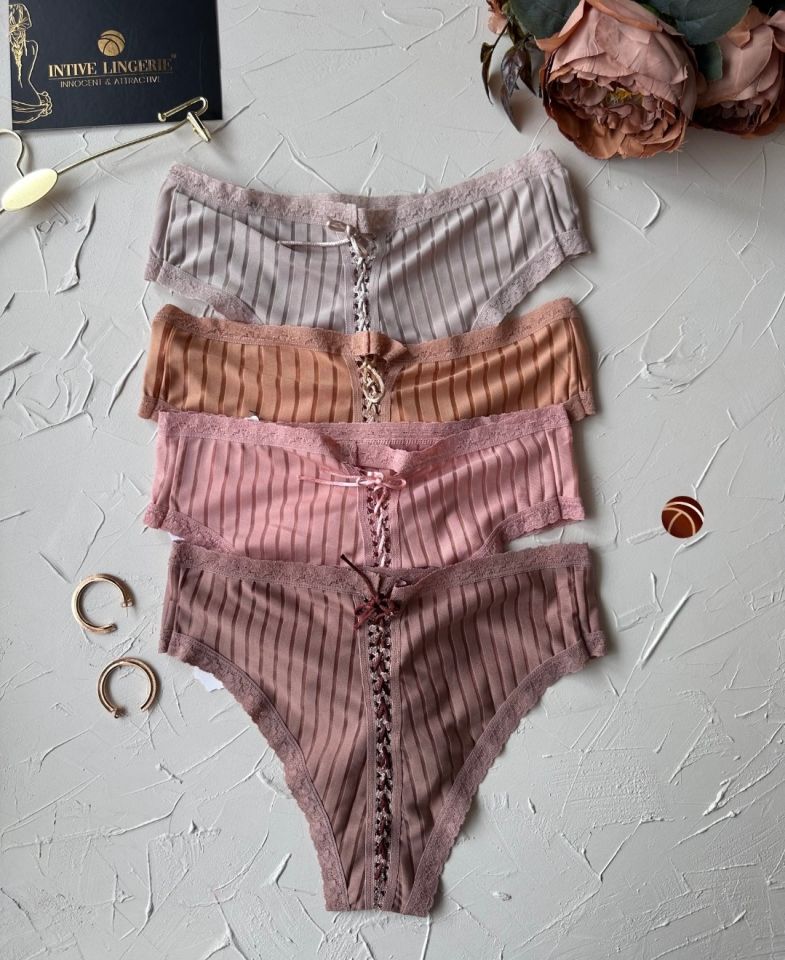 Lola Transparan Arkası Bağlama Detaylı Fantezi/Günlük Kullanım Külot/Tanga (Limited) Somon - S/M