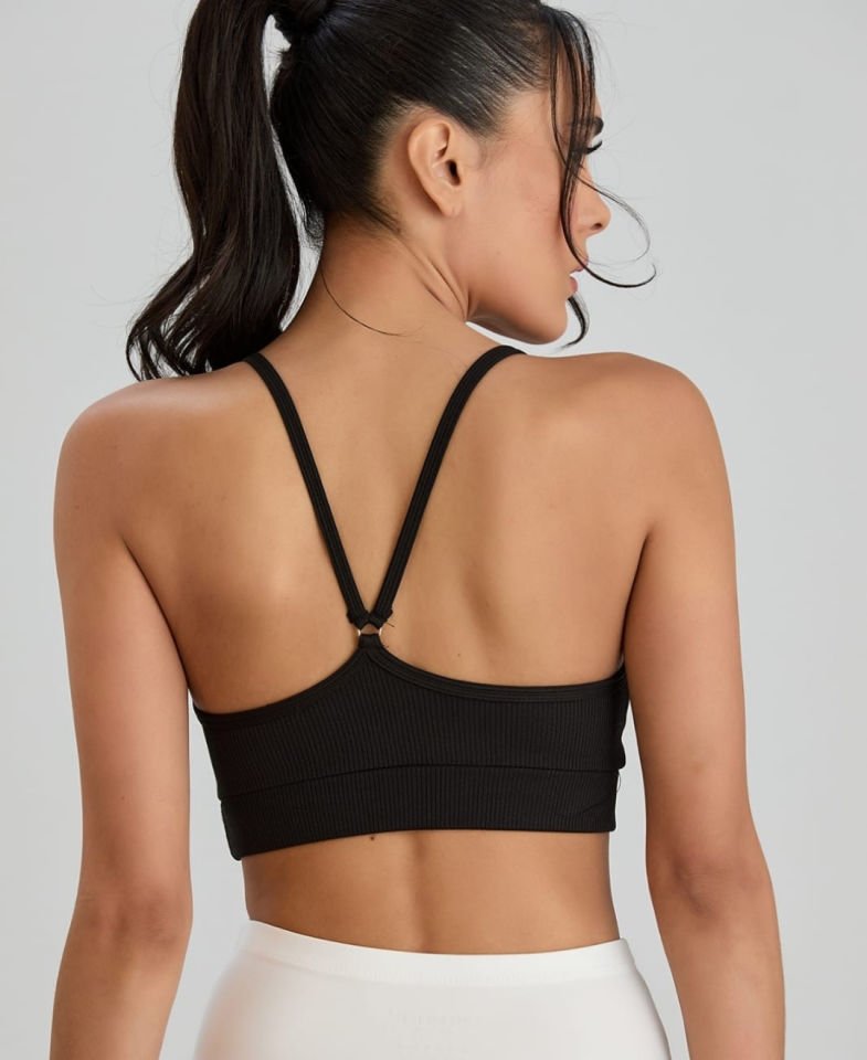 Aurafit Fitilli U Yaka İp Askılı Basic Büstiyer/Croptop - 9027 Pudra  - S/M
