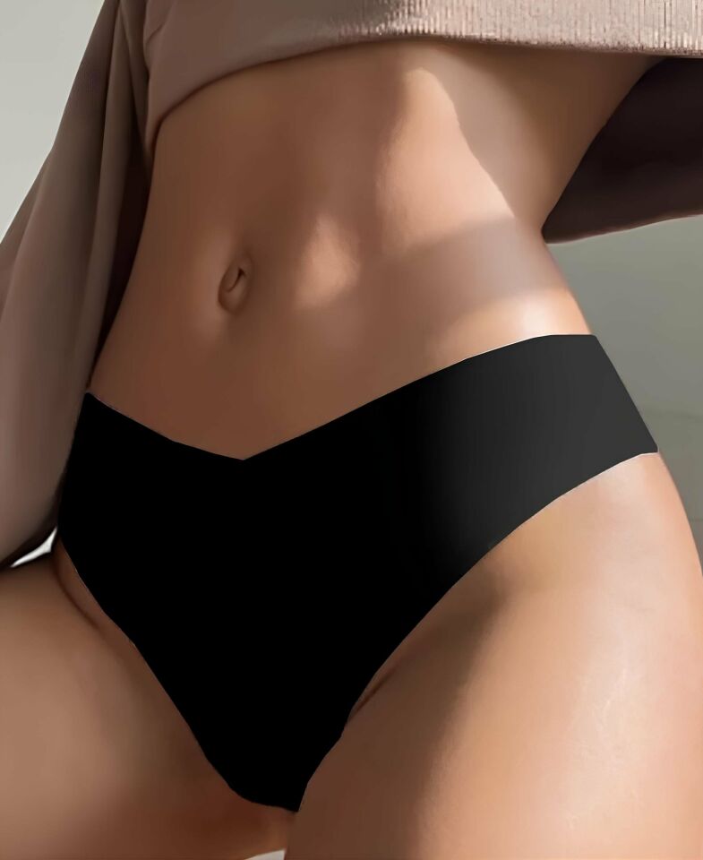 Kadın Günlük Kullanım %100 Orijinal Lazer Kaliteli V Kesim Külot/Slip -2811 Siyah - XL
