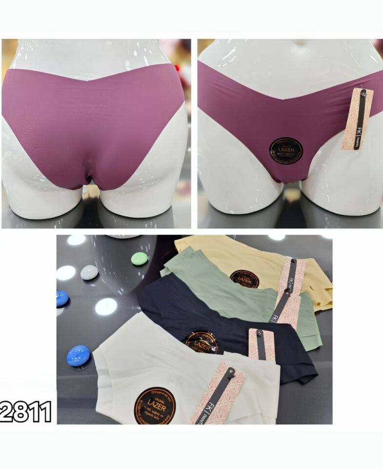 Kadın Günlük Kullanım %100 Orijinal Lazer Kaliteli V Kesim Külot/Slip -2811 Gül Kurusu - XL