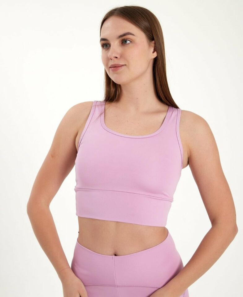 Aurafit Arkası Halter Kesim U Yaka Spor Sütyeni/Büstiyer/Croptop-9041 Pudra  - S/M