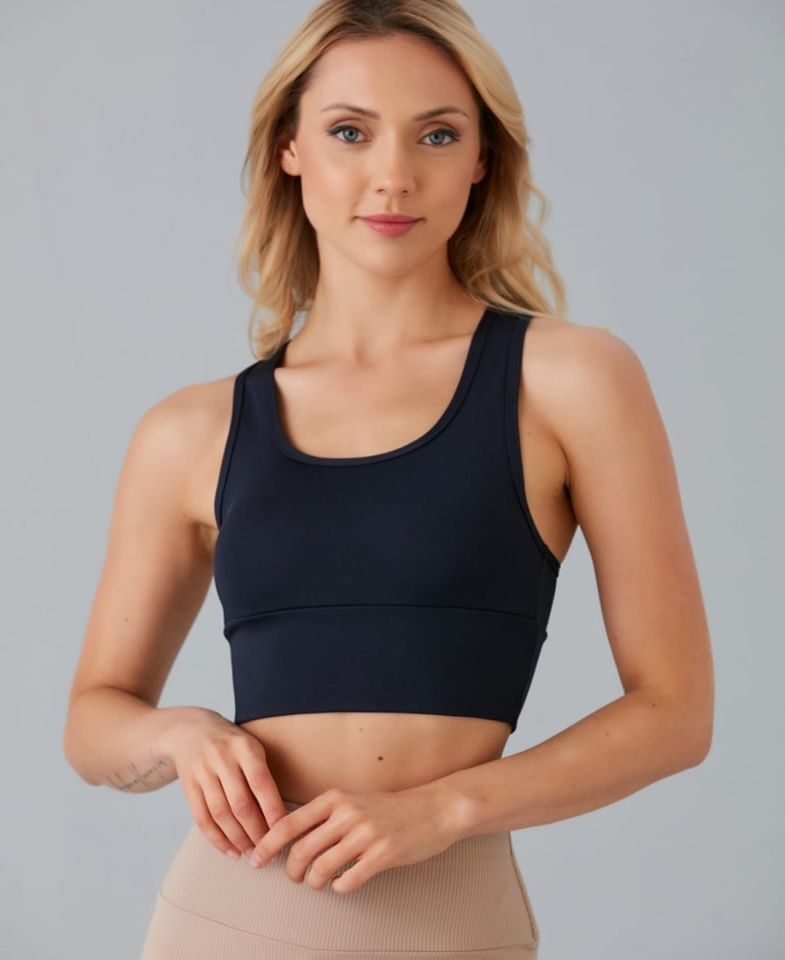 Aurafit Arkası Halter Kesim U Yaka Spor Sütyeni/Büstiyer/Croptop-9041 Siyah - S/M