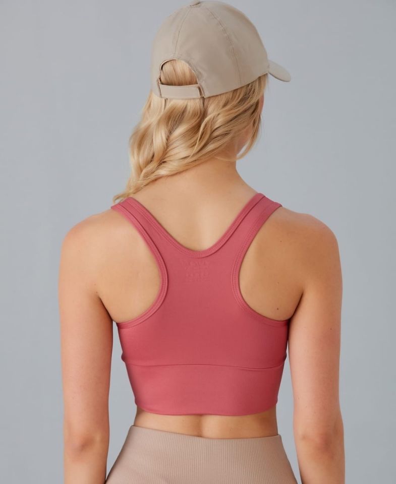 Aurafit Kadın Önü Büzgülü Arkası Çapraz Kaplı Croptop/Büstiyer Gül Kurusu - S/M