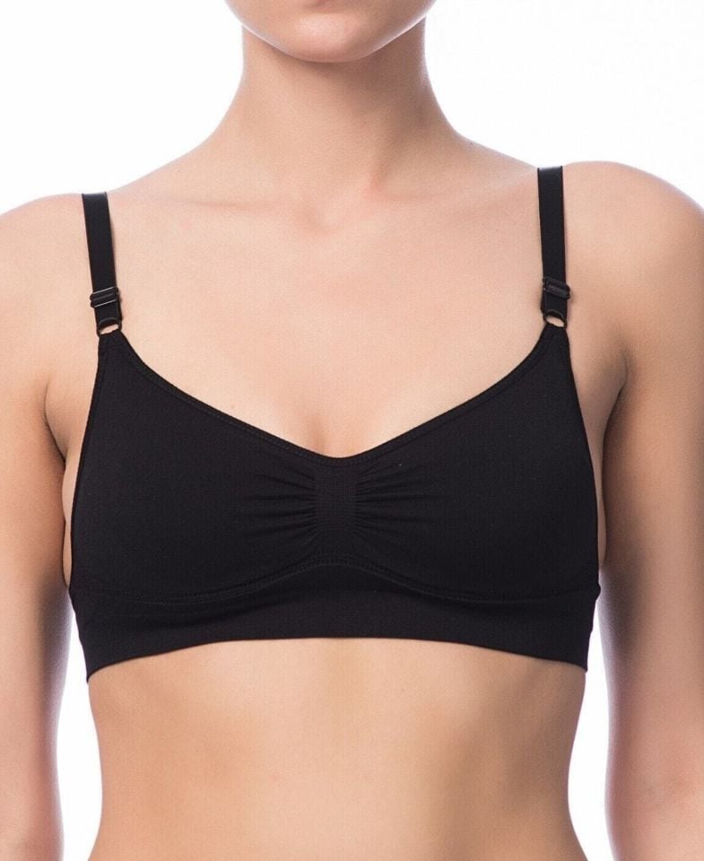 NBB Dikişsiz Çıkarılabilir Padli Soft Cup Likralı Balensiz Rahat Sütyen Siyah - 80
