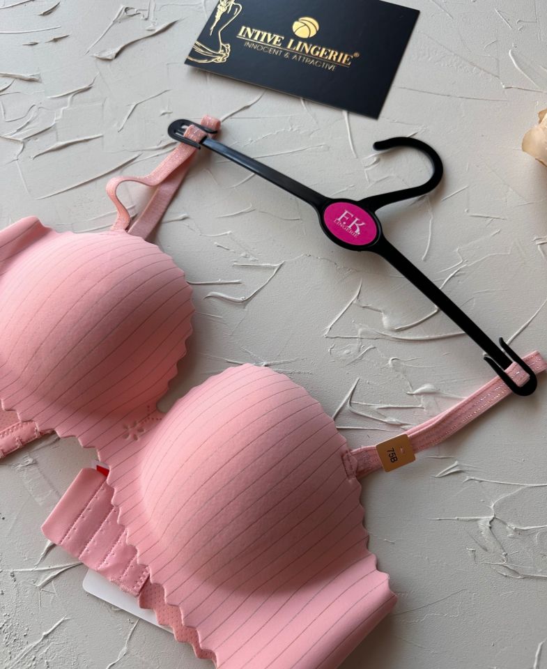 Jennie İthal Lazer Kesim Dikişsiz Parlak İpli El Kaplı Push-up Sütyen -FK1204 Pembe - 80B