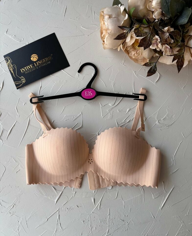 Jennie İthal Lazer Kesim Dikişsiz Parlak İpli El Kaplı Push-up Sütyen -FK1204 Ten Rengi - 80B