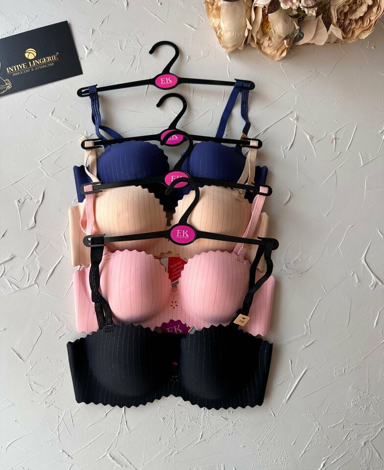 Jennie İthal Lazer Kesim Dikişsiz Parlak İpli El Kaplı Push-up Sütyen -FK1204 Ten Rengi - 85B