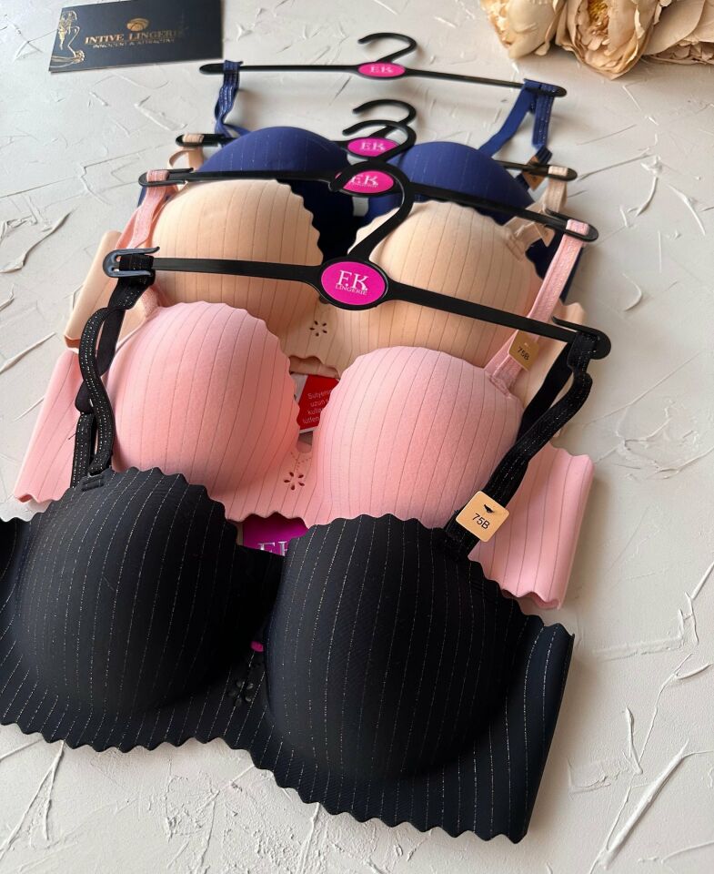 Jennie İthal Lazer Kesim Dikişsiz Parlak İpli El Kaplı Push-up Sütyen -FK1204 Ten Rengi - 85B