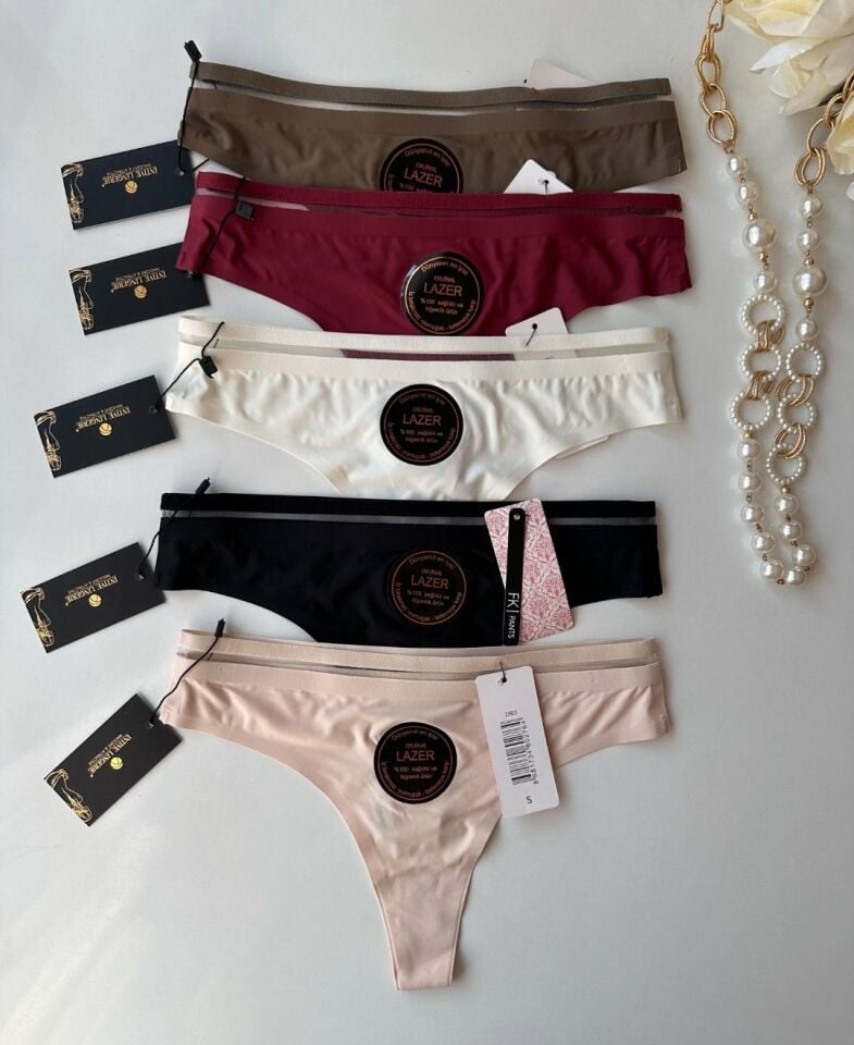 Orijinal Lazer Kesim Spandex Invisible Dikişsiz Transparan Detaylı Tanga- 2803 Siyah - XL
