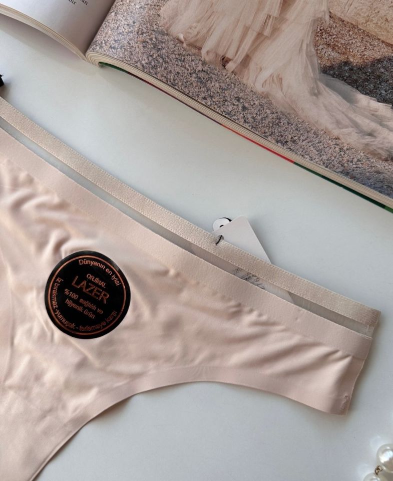 Orijinal Lazer Kesim Spandex Invisible Dikişsiz Transparan Detaylı Tanga- 2803 Siyah - XL