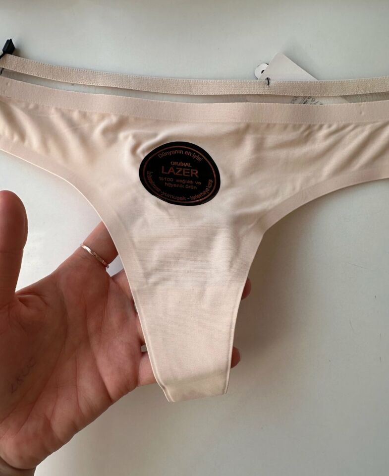 Orijinal Lazer Kesim Spandex Invisible Dikişsiz Transparan Detaylı Tanga- 2803 Siyah - XL