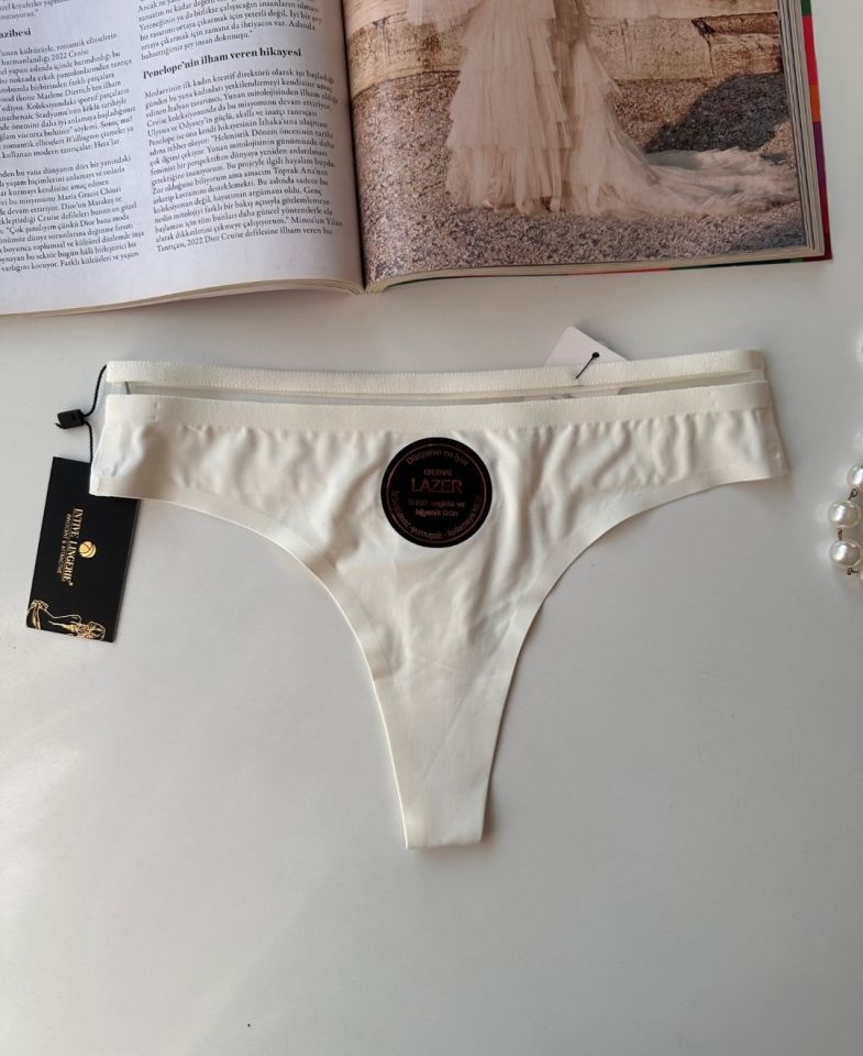 Orijinal Lazer Kesim Spandex Invisible Dikişsiz Transparan Detaylı Tanga- 2803 Beyaz - L