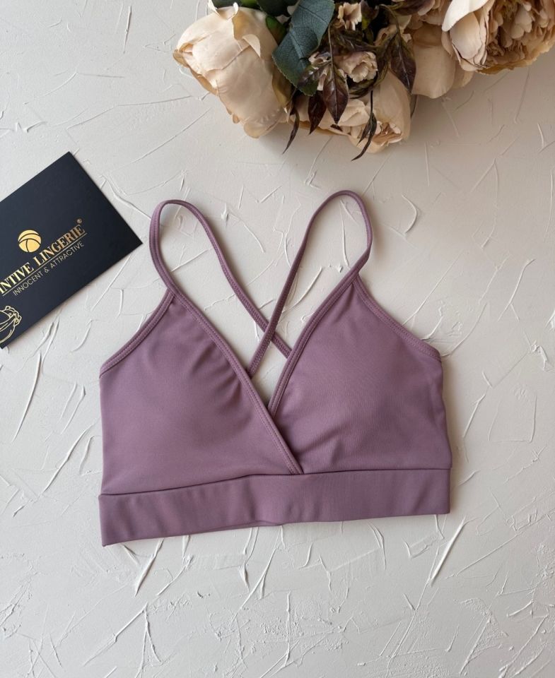 Aurafit Kaplı Arkası Çapraz Derin Dekolte İp Askılı Spor Sütyeni/Büstiyer-9026 Gül Kurusu - M/L