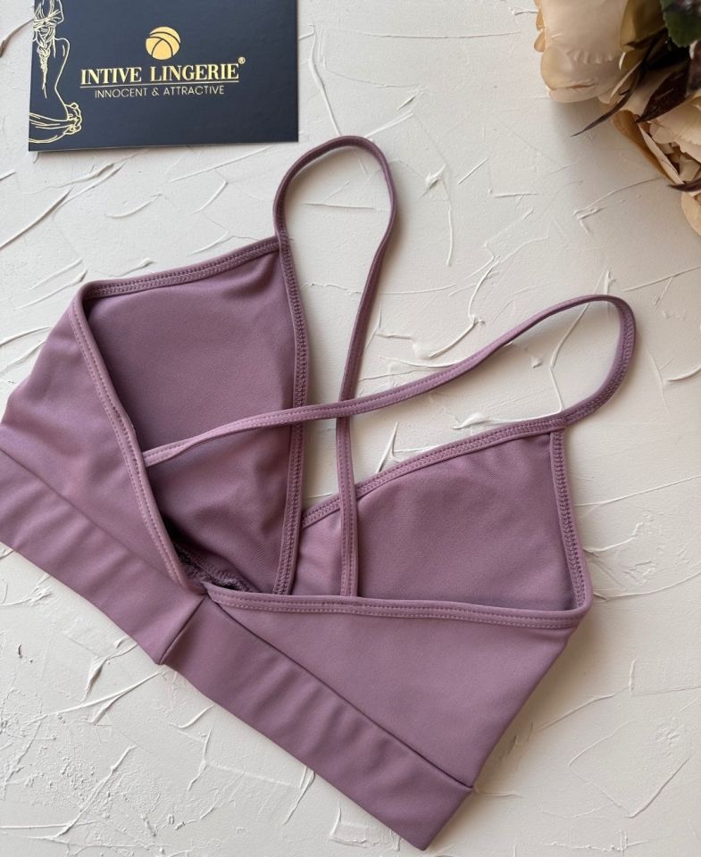 Aurafit Kaplı Arkası Çapraz Derin Dekolte İp Askılı Spor Sütyeni/Büstiyer-9026 Gül Kurusu - M/L