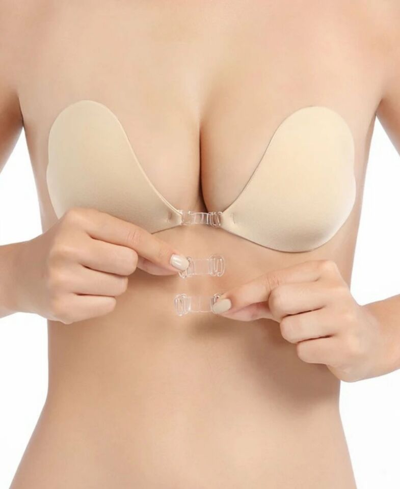 Intive İthal Kalp Kesim Cup Ten Silikon Askısız Dekolte Straplez Sütyen -1306 Ten - L/XL
