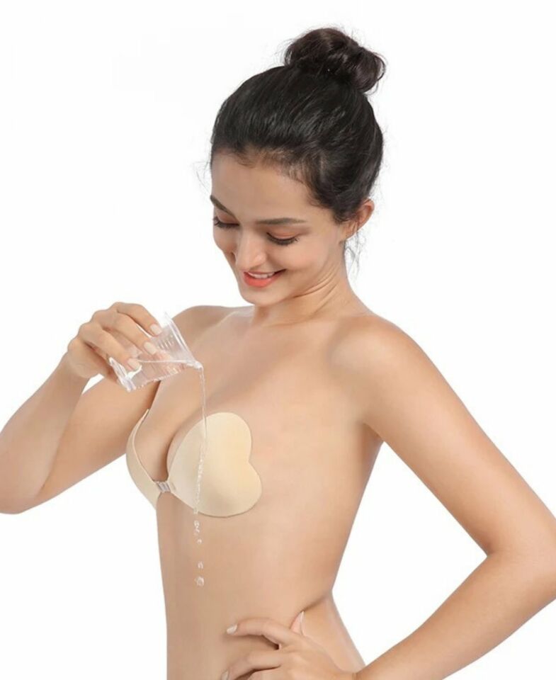 Intive İthal Kalp Kesim Cup Ten Silikon Askısız Dekolte Straplez Sütyen -1306 Ten - L/XL