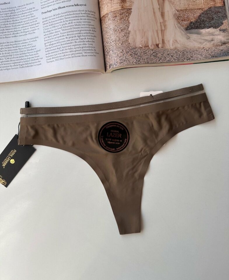 Orijinal Lazer Kesim Spandex Invisible Dikişsiz Transparan Detaylı Tanga- 2803 Haki Yeşil - M