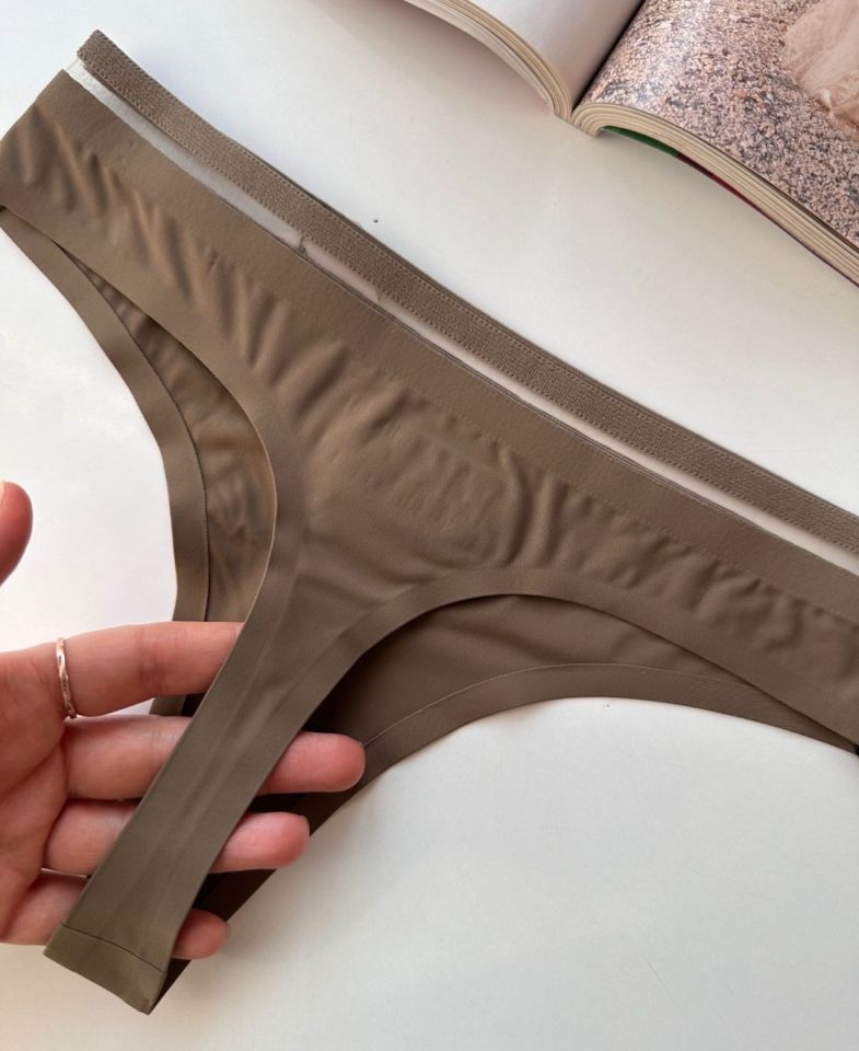 Orijinal Lazer Kesim Spandex Invisible Dikişsiz Transparan Detaylı Tanga- 2803 Haki Yeşil - M