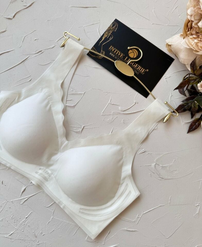 Ellie Dikişsiz İce-Silk (Buz İpek) Görünmez Ultra Hafif Padli Nefes Alabilir İthal Bralet/Sütyen Ekru - XL
