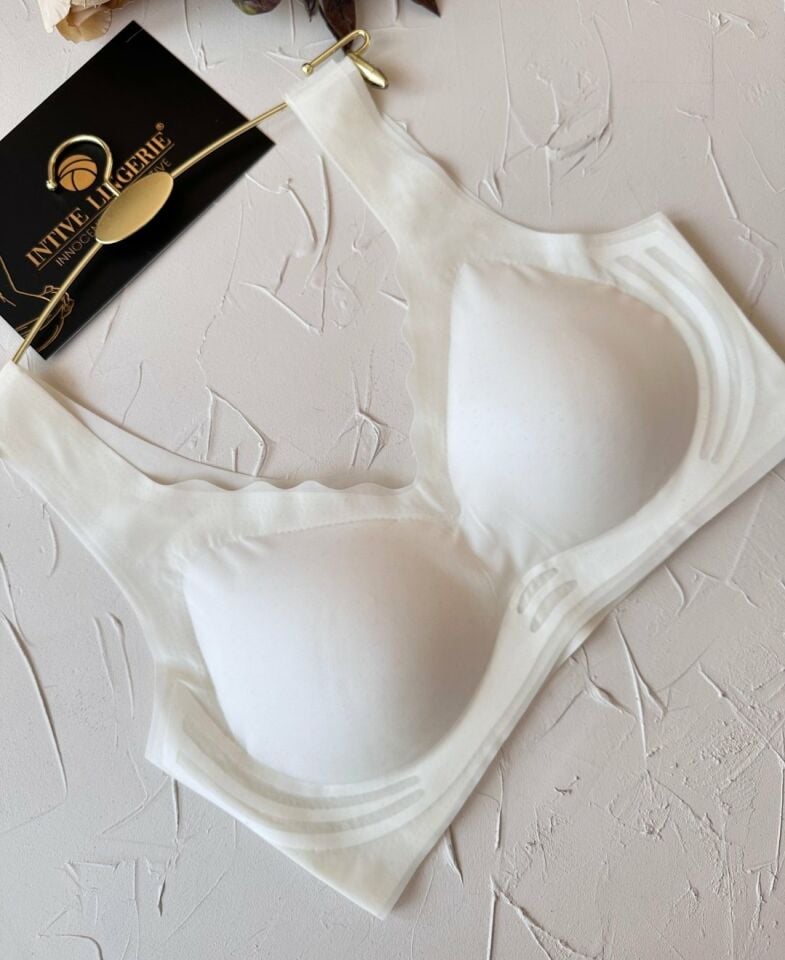 Ellie Dikişsiz İce-Silk (Buz İpek) Görünmez Ultra Hafif Padli Nefes Alabilir İthal Bralet/Sütyen Ekru - XL