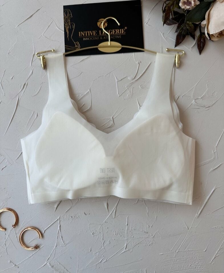 Ellie Dikişsiz İce-Silk (Buz İpek) Görünmez Ultra Hafif Padli Nefes Alabilir İthal Bralet/Sütyen Ekru - XL