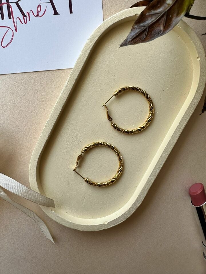 Kadın Çelik 3 cm Burgu Çelik Halka Küpe