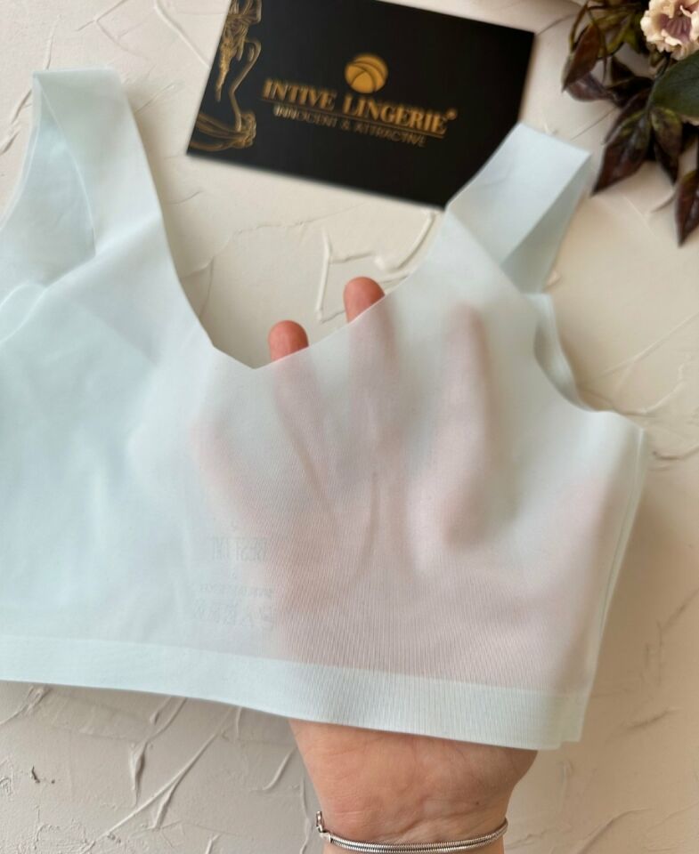Ellie Dikişsiz İce-Silk (Buz İpek) Görünmez Ultra Hafif Padli Nefes Alabilir İthal Bralet/Sütyen Mavi - XL