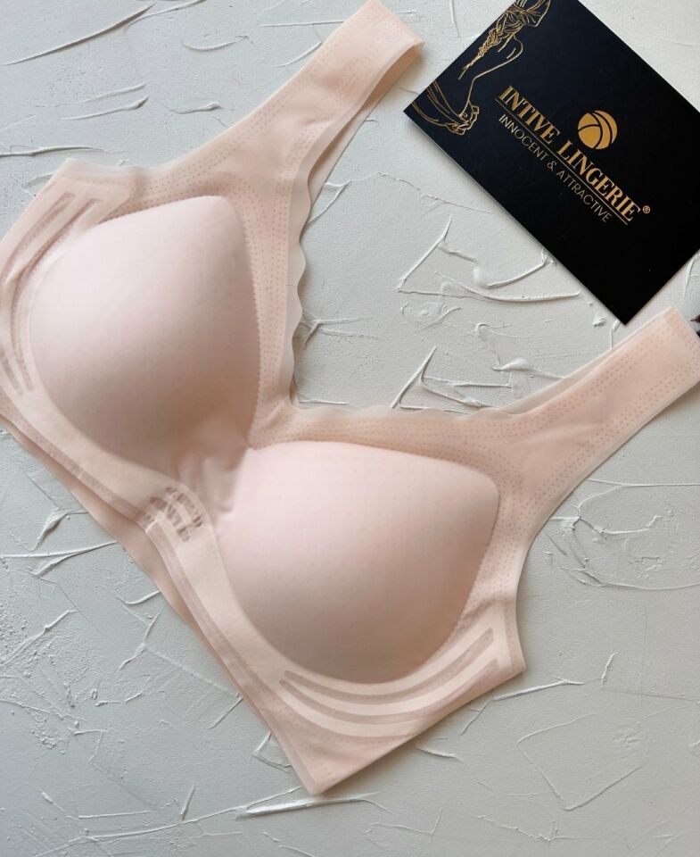 Ellie Dikişsiz İce-Silk (Buz İpek) Görünmez Ultra Hafif Padli Nefes Alabilir İthal Bralet/Sütyen Pudra  - 2XL