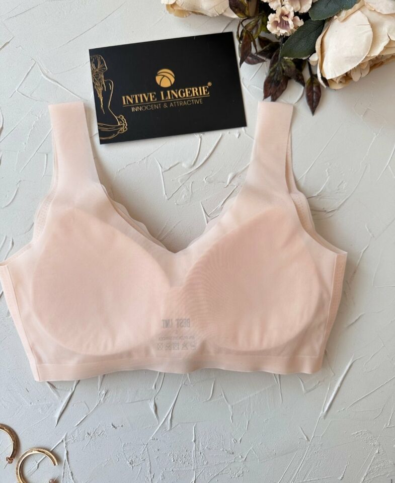 Ellie Dikişsiz İce-Silk (Buz İpek) Görünmez Ultra Hafif Padli Nefes Alabilir İthal Bralet/Sütyen Pudra  - 2XL