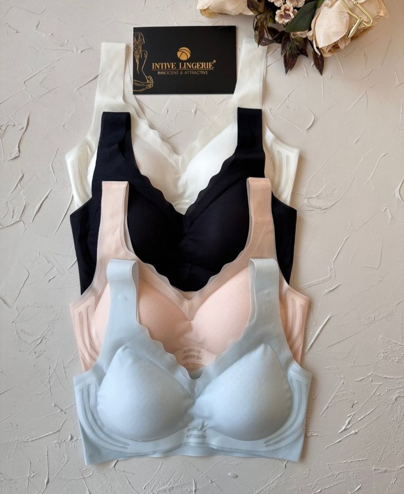 Ellie Dikişsiz İce-Silk (Buz İpek) Görünmez Ultra Hafif Padli Nefes Alabilir İthal Bralet/Sütyen Pudra  - 2XL