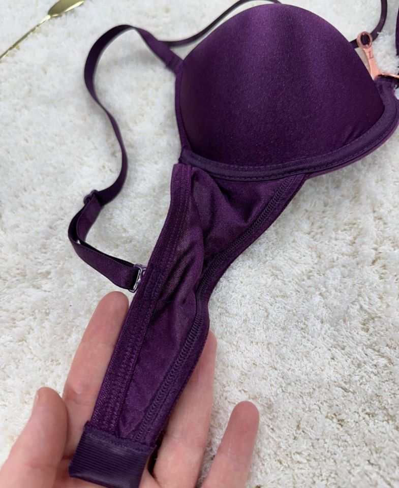 Le Jardin Monica Göğsü Şeritli Mikro Push-up Arkası İp Detaylı Sütyen - 7008 Mürdüm - 75B