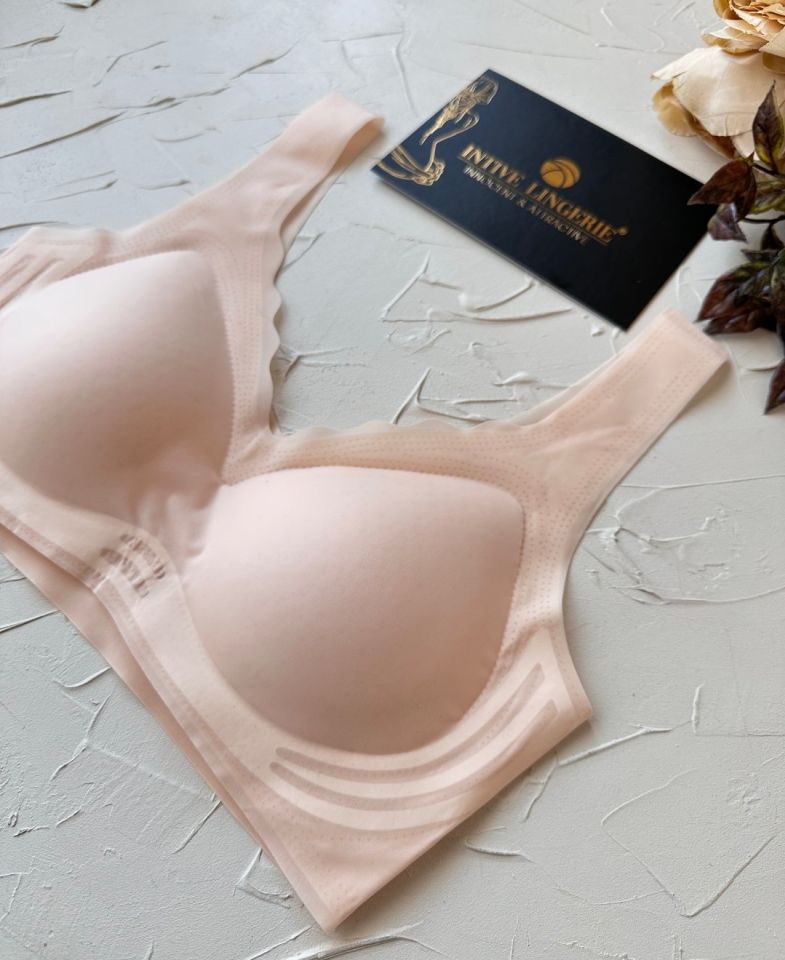 Ellie Dikişsiz İce-Silk (Buz İpek) Görünmez Ultra Hafif Padli Nefes Alabilir İthal Bralet/Sütyen Pudra  - M