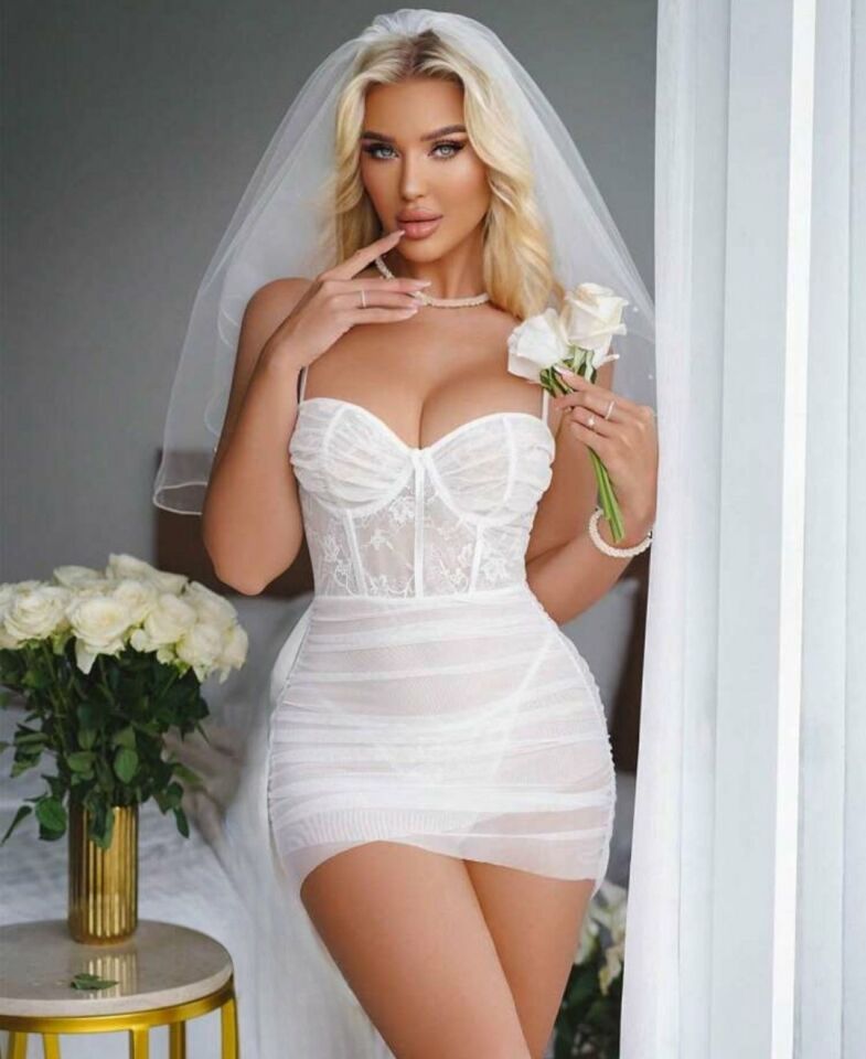 Intive Beyaz Dantel Drapeli Tül Detaylı Tasarım Şık Çekici Kaplı Babydoll/Gecelik Beyaz - L