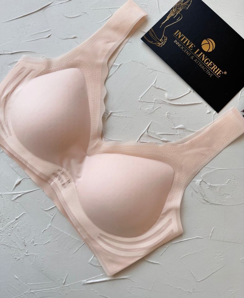 Ellie Dikişsiz İce-Silk (Buz İpek) Görünmez Ultra Hafif Padli Nefes Alabilir İthal Bralet/Sütyen Pudra  - L