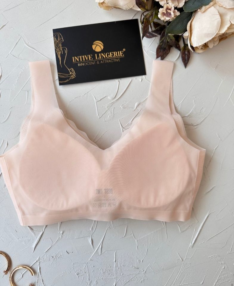 Ellie Dikişsiz İce-Silk (Buz İpek) Görünmez Ultra Hafif Padli Nefes Alabilir İthal Bralet/Sütyen Pudra  - L