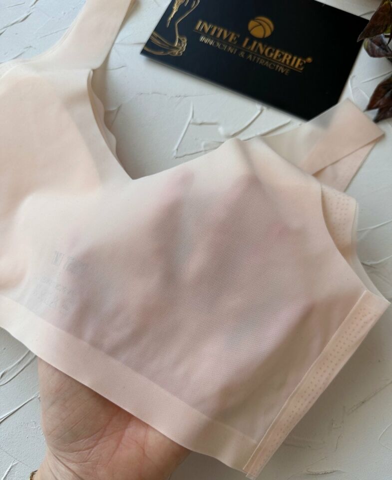 Ellie Dikişsiz İce-Silk (Buz İpek) Görünmez Ultra Hafif Padli Nefes Alabilir İthal Bralet/Sütyen Pudra  - L