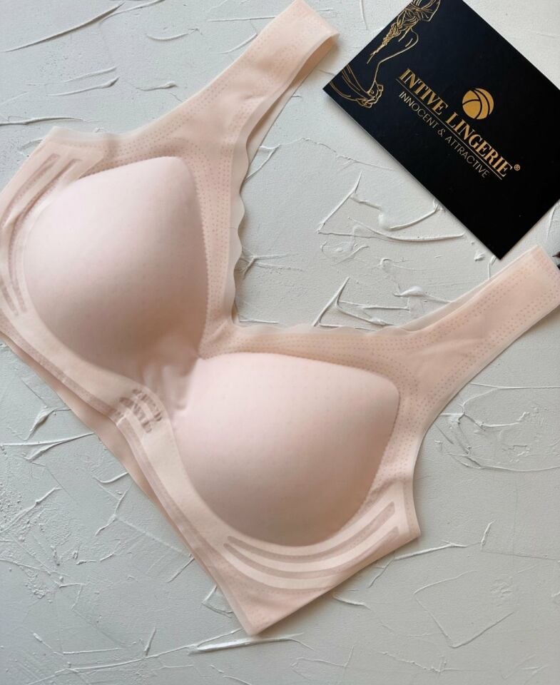 Ellie Dikişsiz İce-Silk (Buz İpek) Görünmez Ultra Hafif Padli Nefes Alabilir İthal Bralet/Sütyen Pudra  - XL