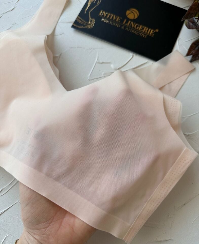 Ellie Dikişsiz İce-Silk (Buz İpek) Görünmez Ultra Hafif Padli Nefes Alabilir İthal Bralet/Sütyen Pudra  - XL
