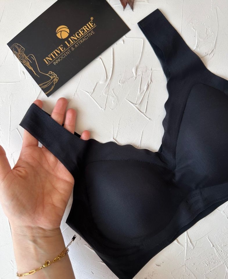 Ellie Dikişsiz İce-Silk (Buz İpek) Görünmez Ultra Hafif Padli Nefes Alabilir İthal Bralet/Sütyen Siyah - 2XL