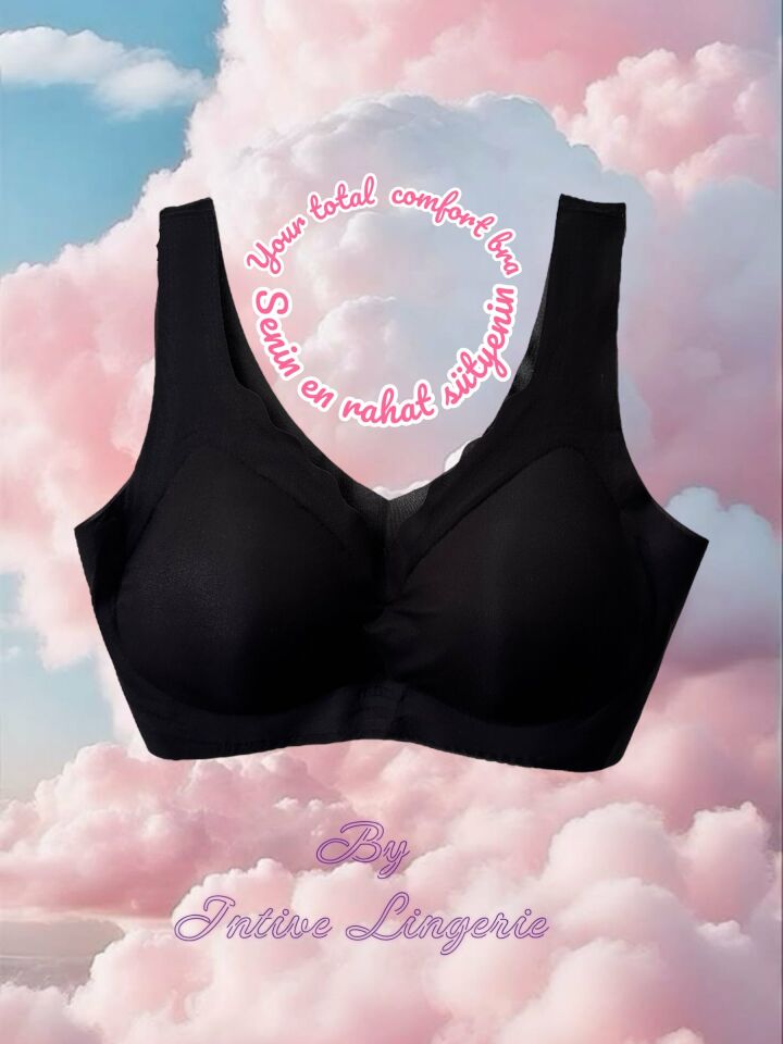 Ellie Dikişsiz İce-Silk (Buz İpek) Görünmez Ultra Hafif Padli Nefes Alabilir İthal Bralet/Sütyen Siyah - 2XL
