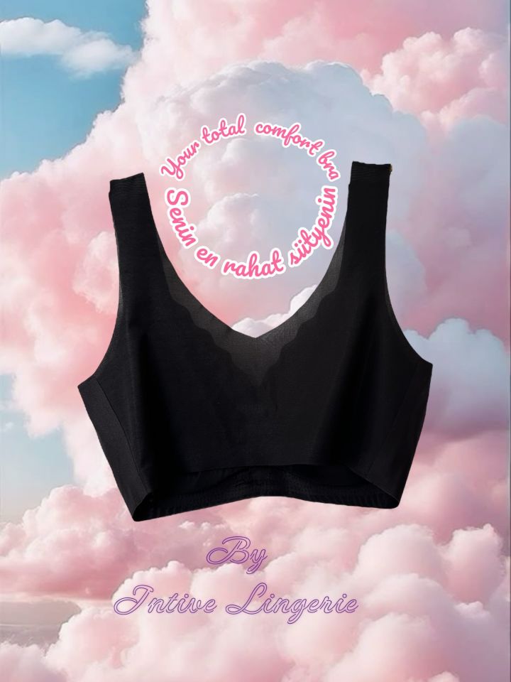 Ellie Dikişsiz İce-Silk (Buz İpek) Görünmez Ultra Hafif Padli Nefes Alabilir İthal Bralet/Sütyen Siyah - 2XL