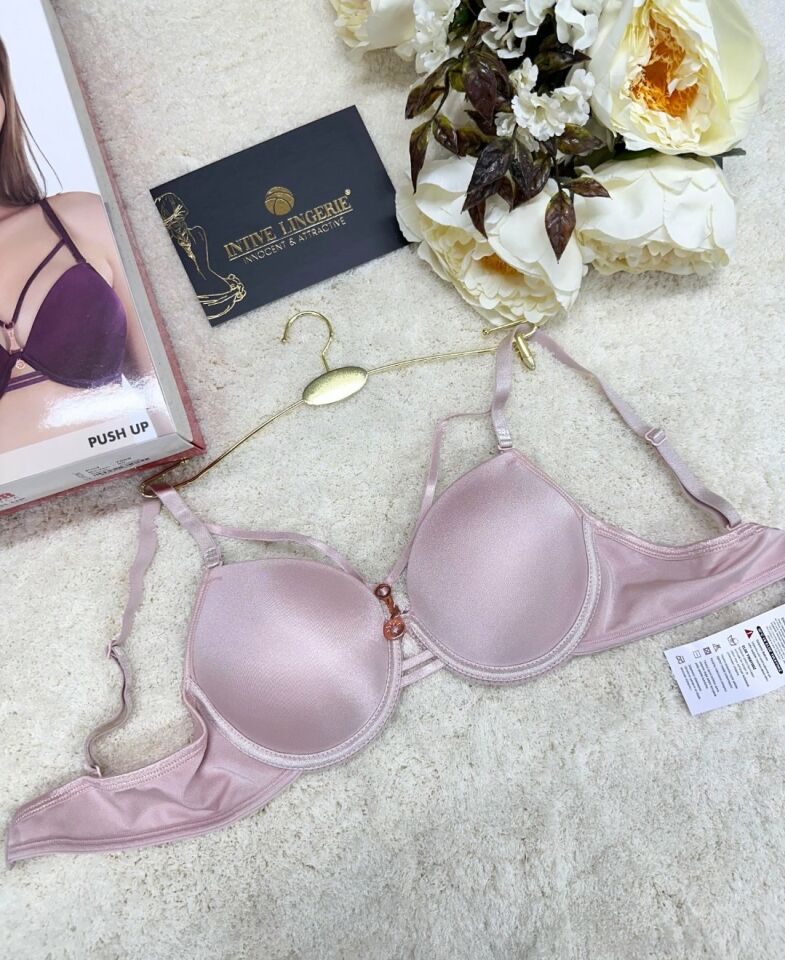 Le Jardin Monica Göğsü Şeritli Mikro Push-up Arkası İp Detaylı Sütyen - 7008 Pudra  - 75B