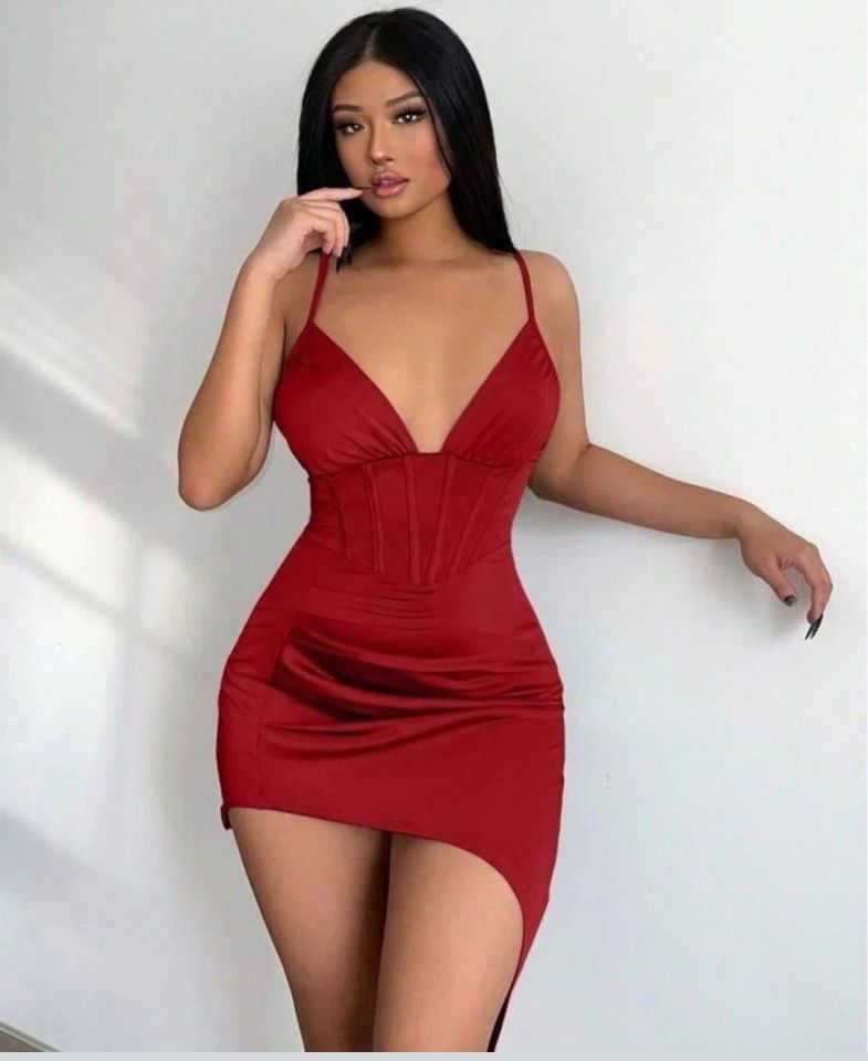Beleng Beli Korse Görünümlü V Yaka Klasik Modern Feminen Gecelik/Babydoll-7080/7081 Bordo - S/M