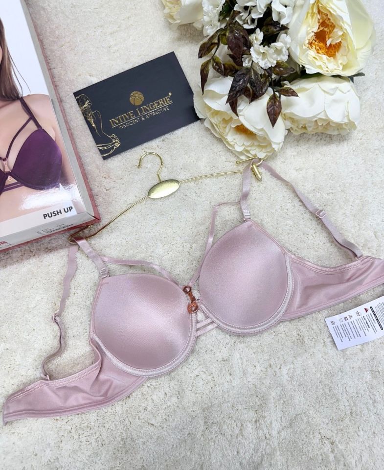 Le Jardin Monica Göğsü Şeritli Mikro Push-up Arkası İp Detaylı Sütyen - 7008 Pudra  - 85B