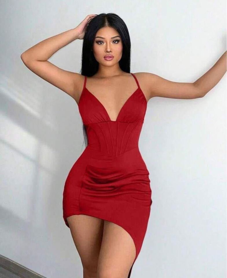 Beleng Beli Korse Görünümlü V Yaka Klasik Modern Feminen Gecelik/Babydoll-7080/7081 Bordo - M/L