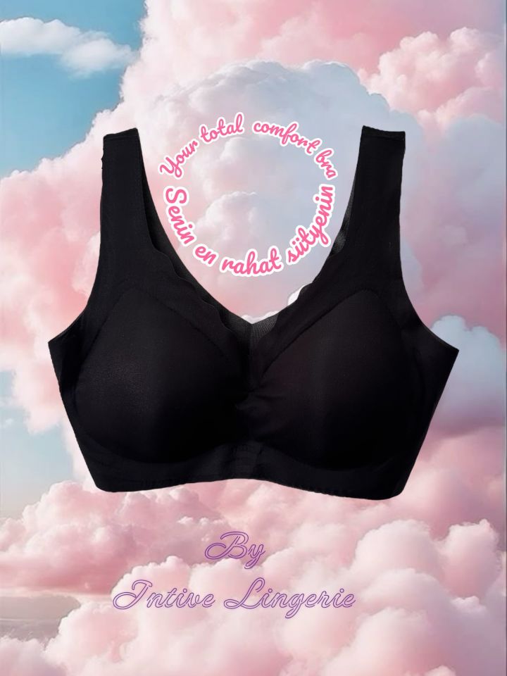 Ellie Dikişsiz İce-Silk (Buz İpek) Görünmez Ultra Hafif Padli Nefes Alabilir İthal Bralet/Sütyen Siyah - L