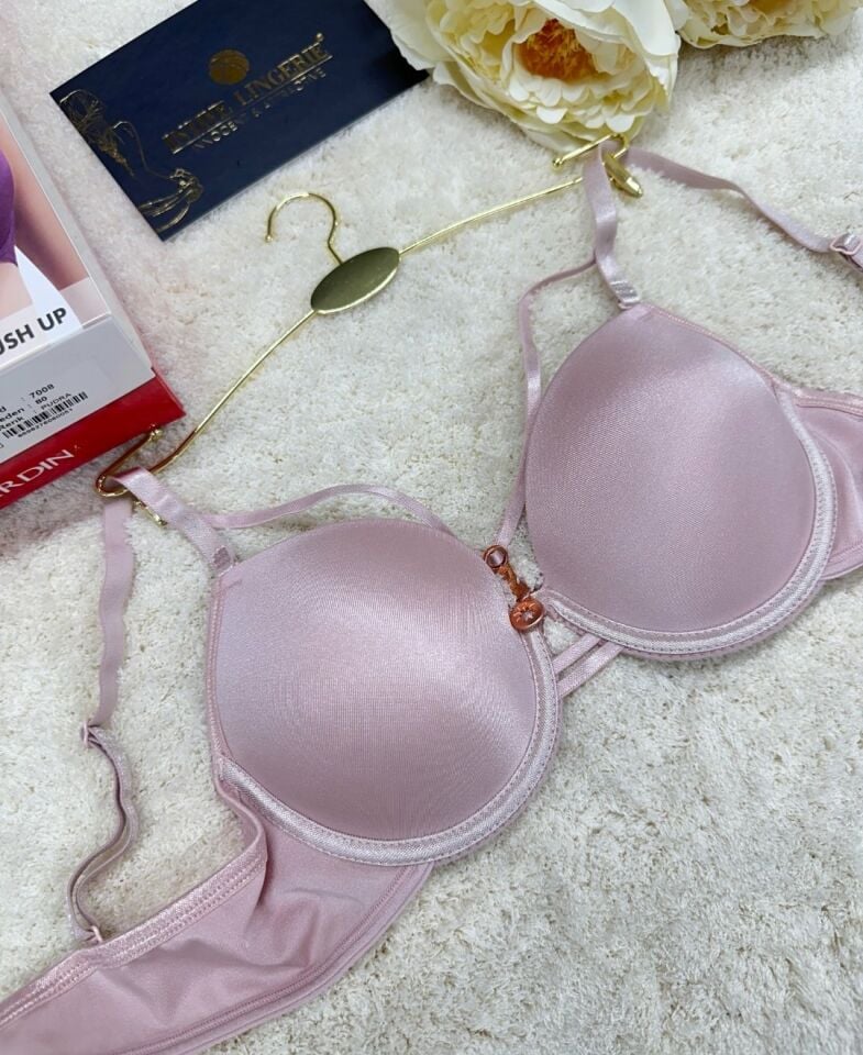 Le Jardin Monica Göğsü Şeritli Mikro Push-up Arkası İp Detaylı Sütyen - 7008 Pudra  - 90B
