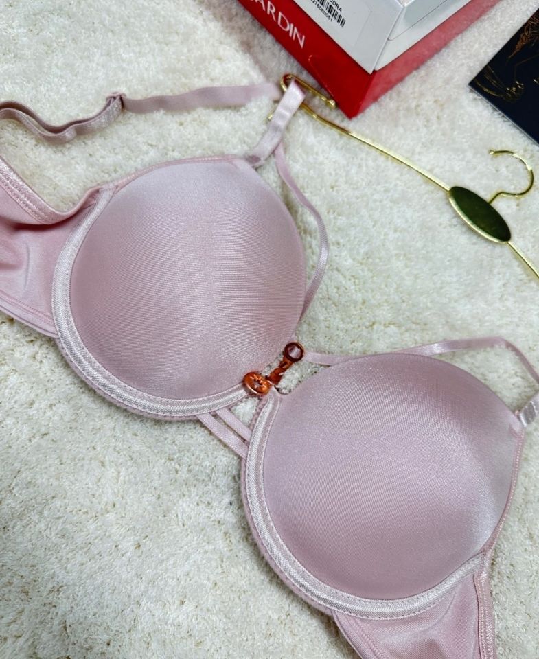 Le Jardin Monica Göğsü Şeritli Mikro Push-up Arkası İp Detaylı Sütyen - 7008 Pudra  - 90B