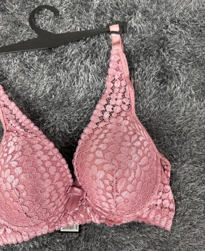Dantelli Balenli Yumuşak Padli C Cup Hafif Günlük Sütyen -6010 Pembe - 95C