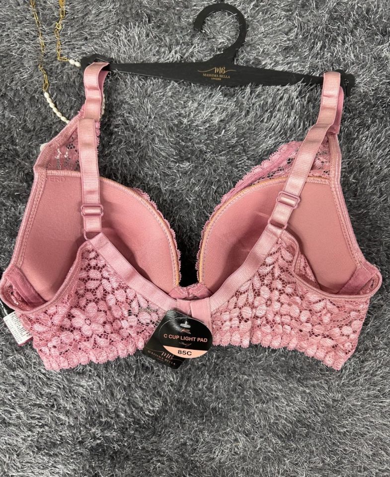Dantelli Balenli Yumuşak Padli C Cup Hafif Günlük Sütyen -6010 Pembe - 85C